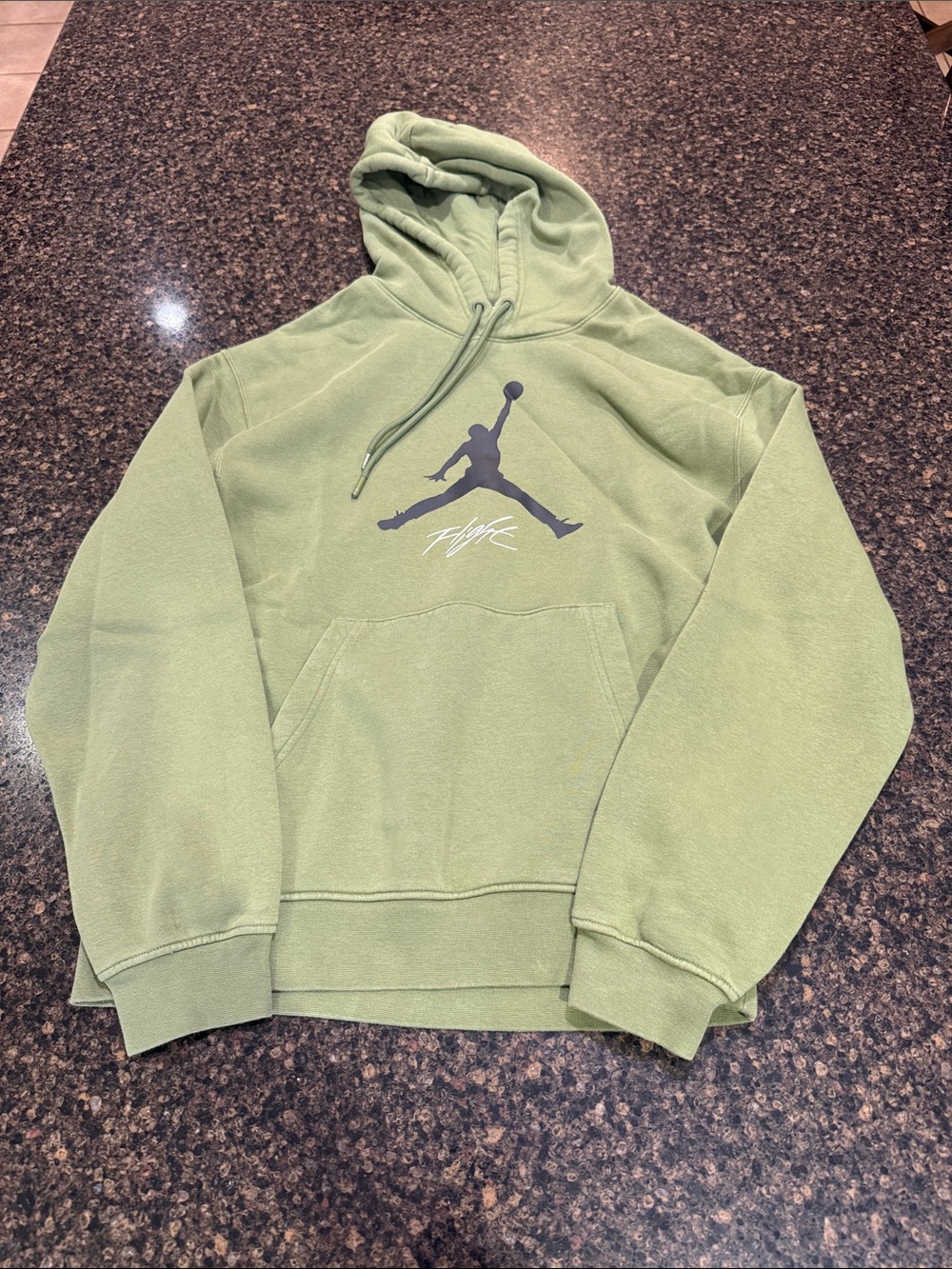 Jordan Olive Green Flight Hoodie with Jumpman Logo